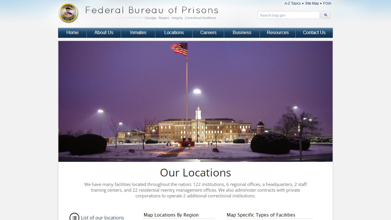 BOP: Our Locations - Federal Bureau of Prisons