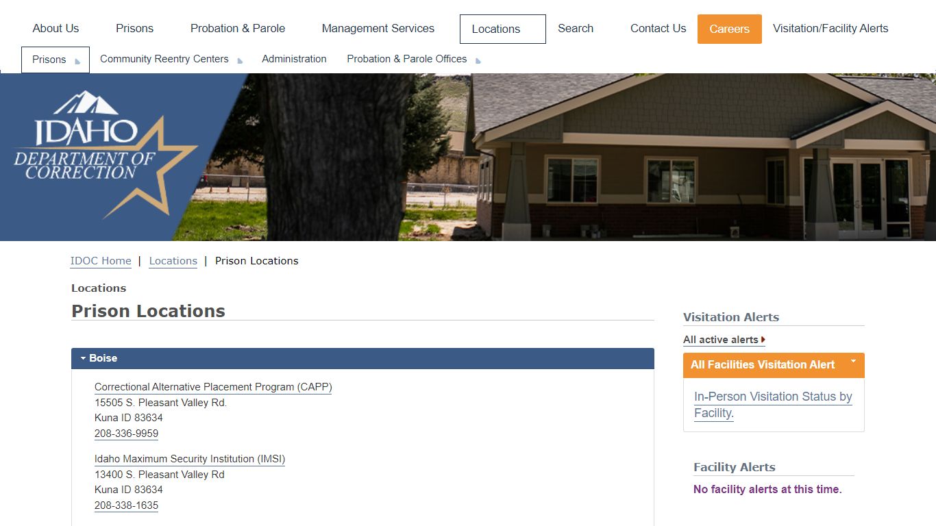Prison Locations | Idaho Department of Correction